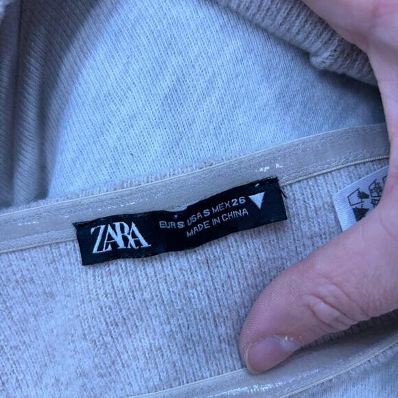 Zara Neutral Beige Tan Knit Ribbed Cropped Tank Top Crop Top Bra Top Small - Picture 3 of 4